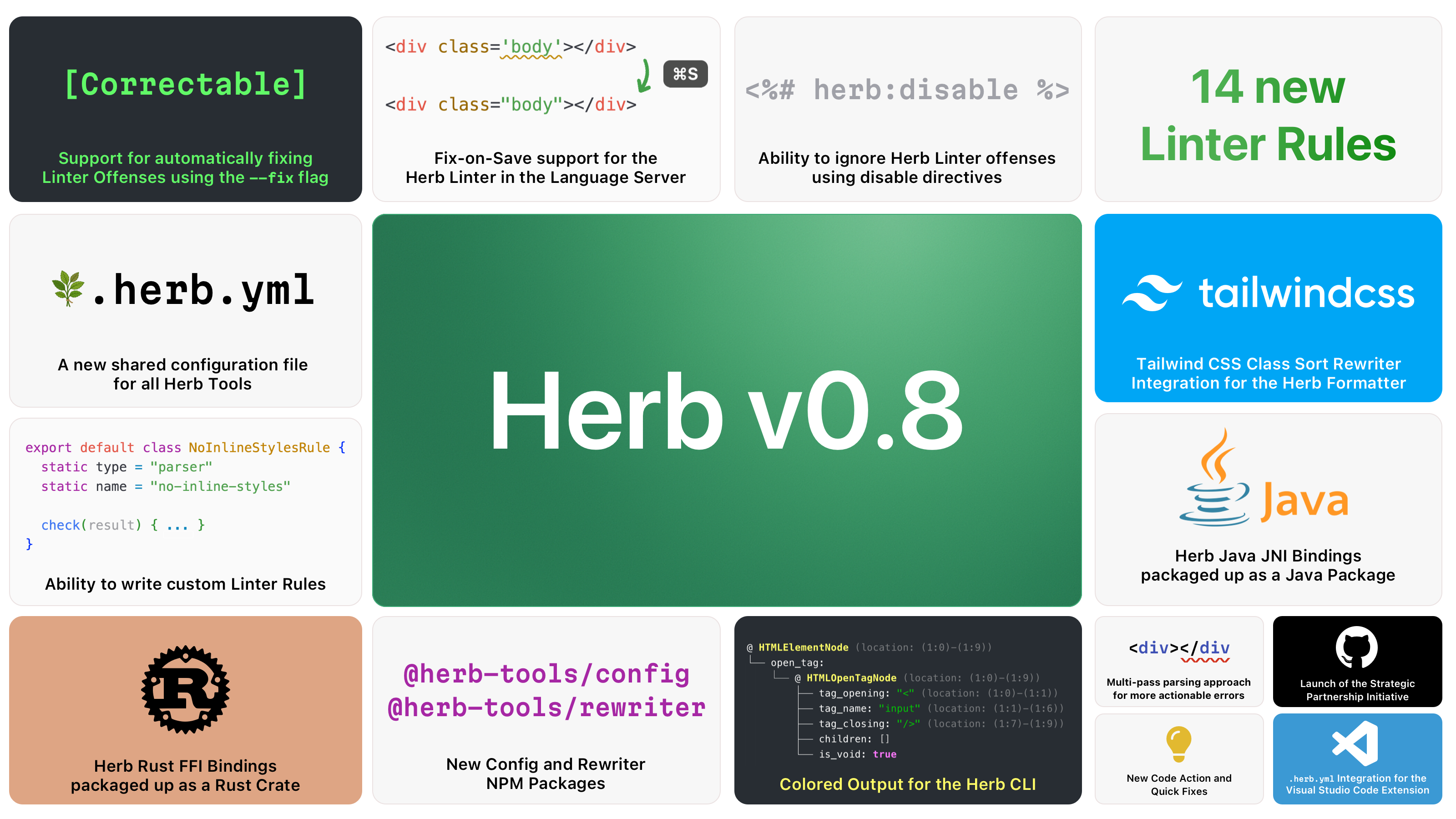 Herb v0.8 Feature Summary